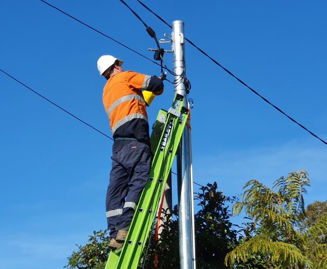 Electrician Wollongong installing a private electricity pole in Wollongong